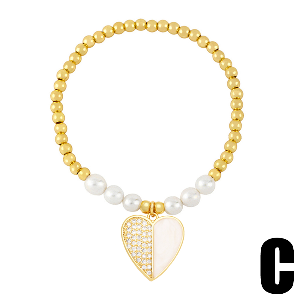 Modern Style Heart Shape Zircon Baroque Pearls Copper Wholesale Bracelets display picture 5