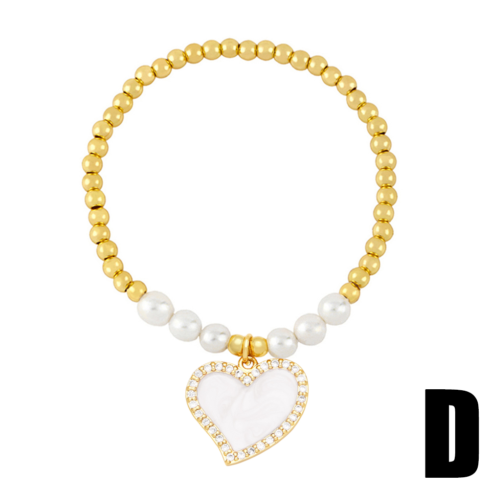 Modern Style Heart Shape Zircon Baroque Pearls Copper Wholesale Bracelets display picture 6