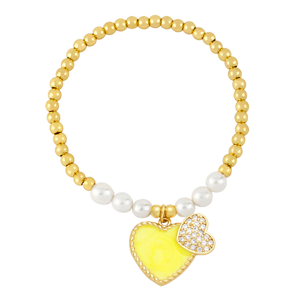 Sweet Heart Shape Zircon Baroque Pearls Copper Wholesale Bracelets display picture 6