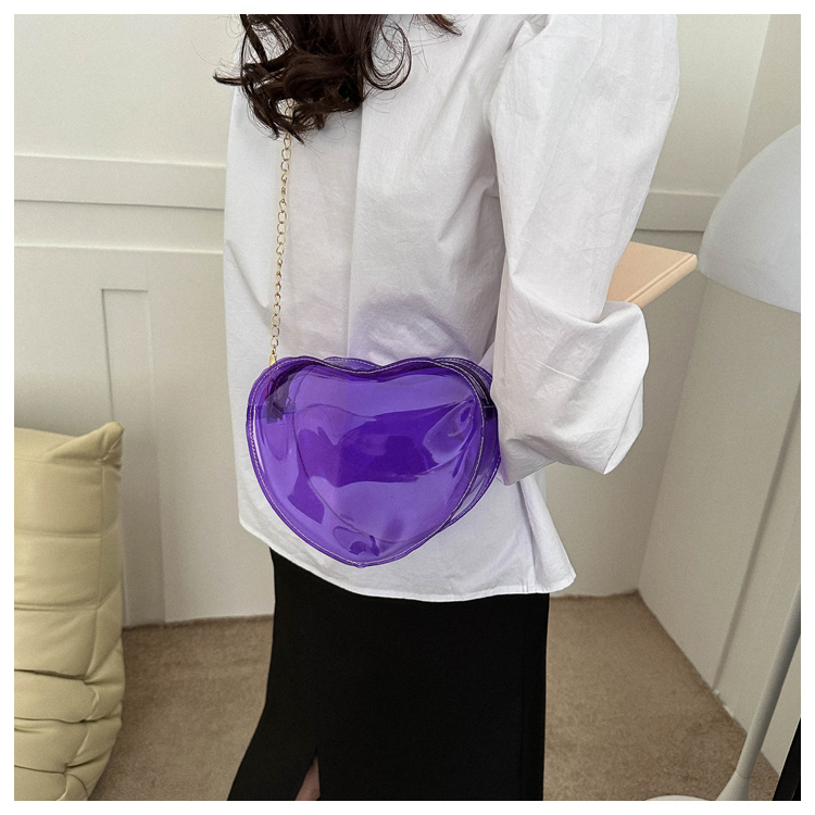 Women's Pvc Heart Shape Streetwear Heart-shaped Zipper Shoulder Bag Crossbody Bag display picture 3