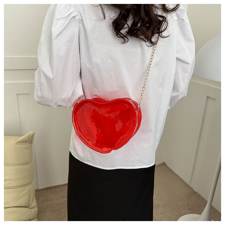 Women's Pvc Heart Shape Streetwear Heart-shaped Zipper Shoulder Bag Crossbody Bag display picture 7