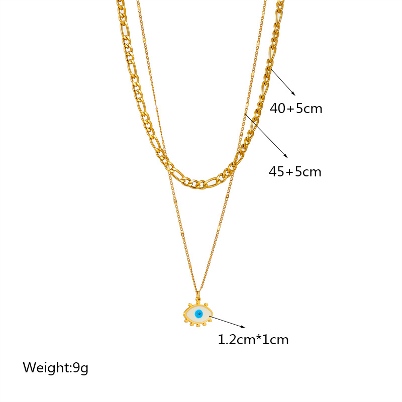 Casual Punk Eye Titanium Steel Enamel Plating 18k Gold Plated Layered Necklaces display picture 4