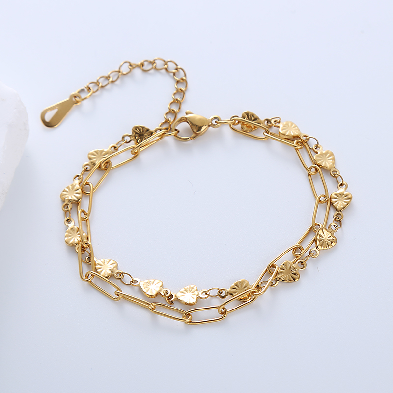 Casual Simple Style Triangle Heart Shape 304 Stainless Steel 18K Gold Plated No Inlaid Bracelets In Bulk display picture 2