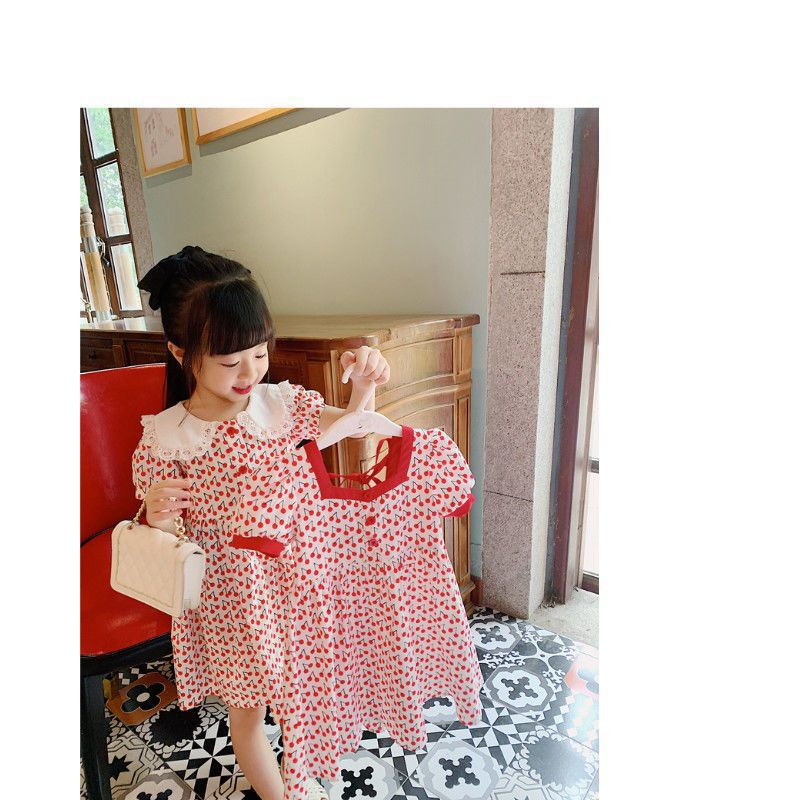 Princess Simple Style Cherry Embroidery Printing Patchwork Cotton Girls Dresses display picture 2