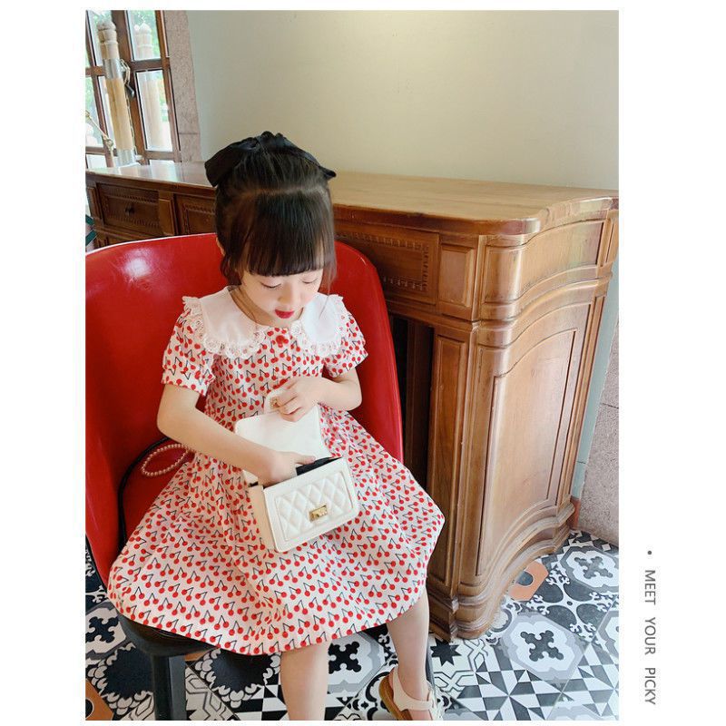 Princess Simple Style Cherry Embroidery Printing Patchwork Cotton Girls Dresses display picture 3