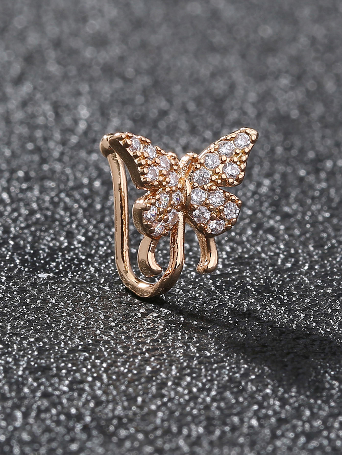 Simple Style Butterfly Copper Inlay Zircon Gold Plated Nose Ring display picture 2