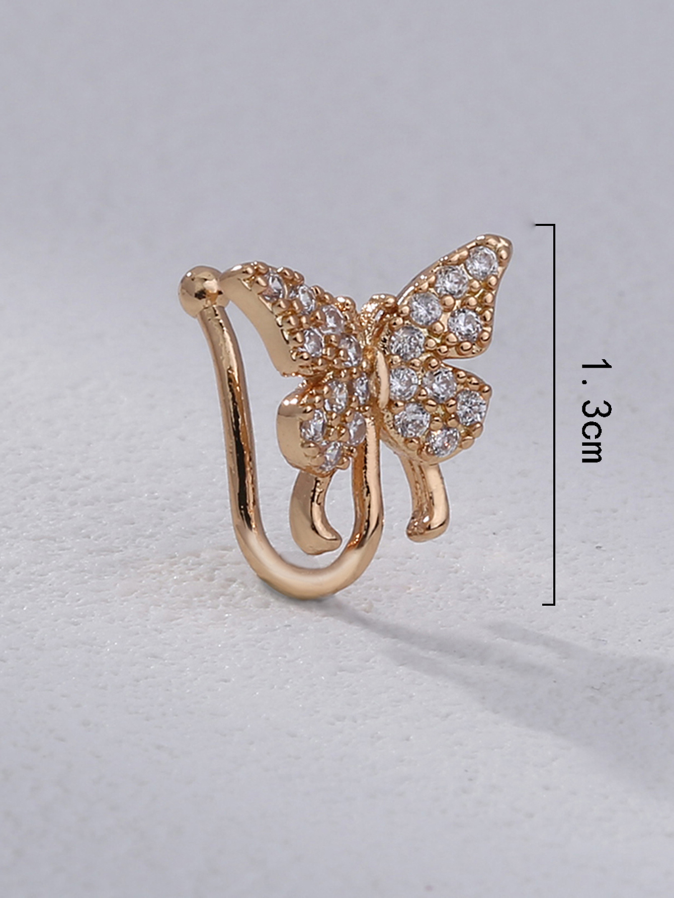 Simple Style Butterfly Copper Inlay Zircon Gold Plated Nose Ring display picture 5