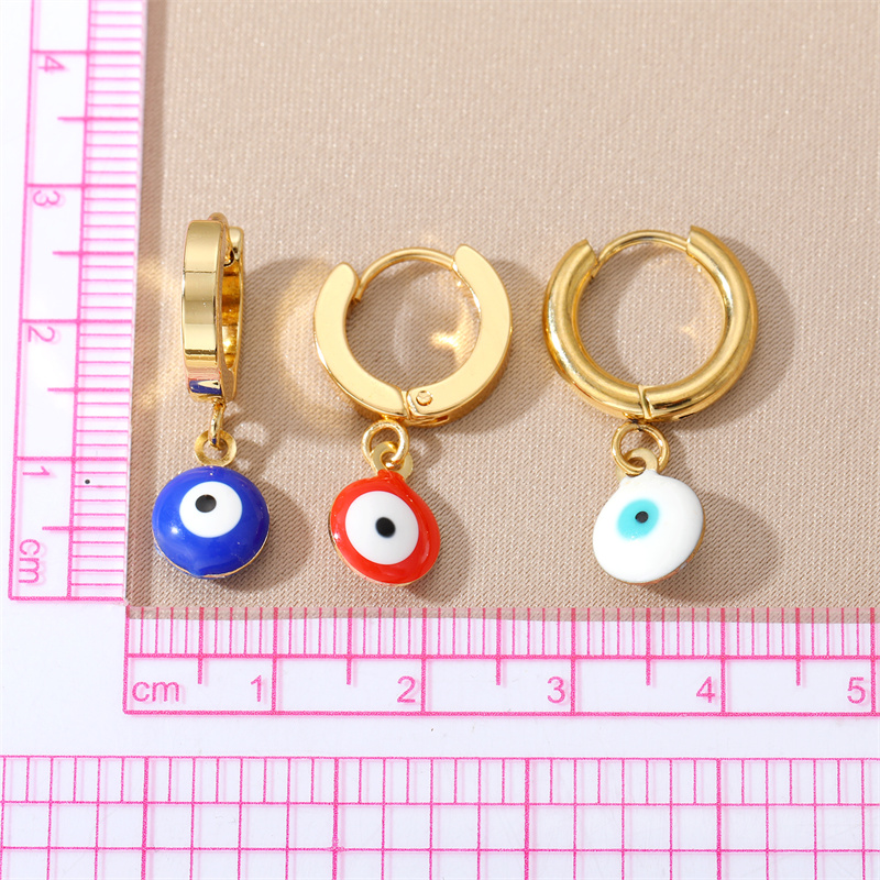 1 Paar Süss Einfacher Stil Auge Emaille Rostfreier Stahl Hängende Ohrringe display picture 13