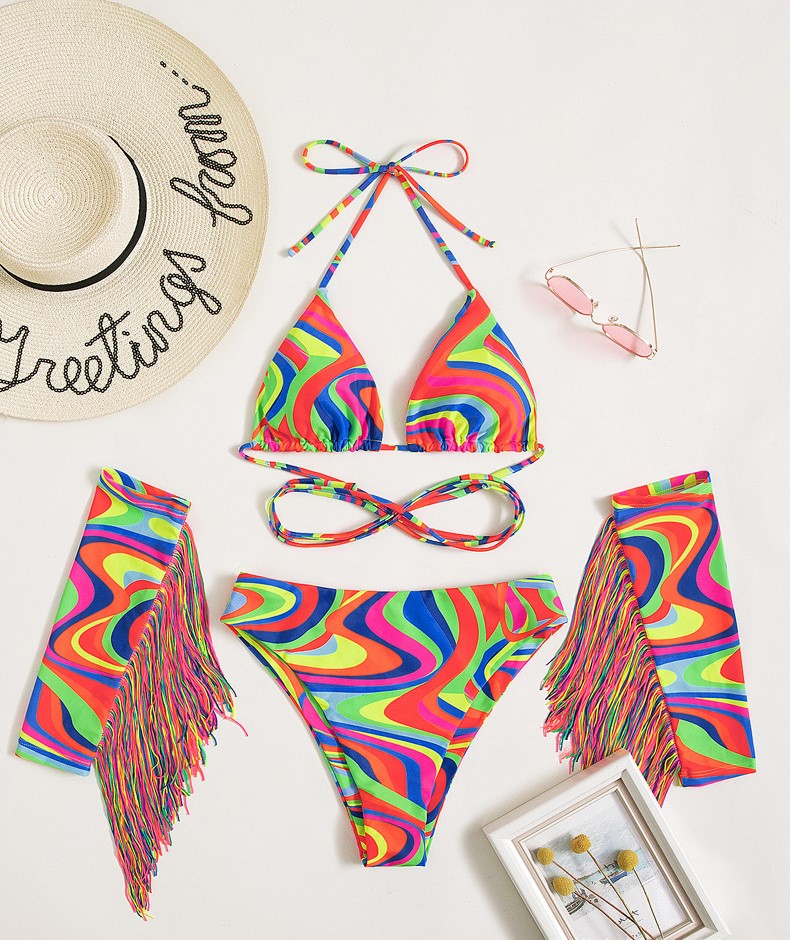 Women's Multicolor Backless 3 Piece Set Bikinis display picture 1