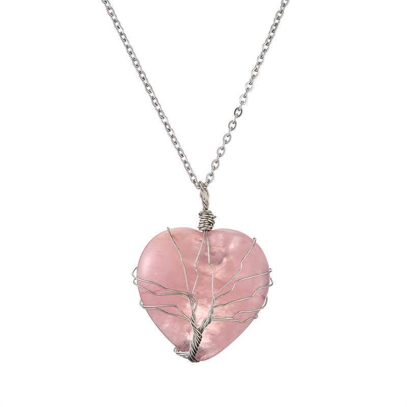 Retro Simple Style Tree Water Droplets Stainless Steel Natural Stone Agate Pendant Necklace In Bulk display picture 7