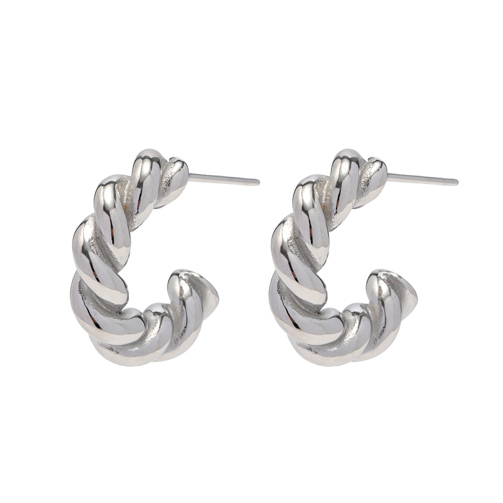 1 Pair Ins Style Twist Stainless Steel Plating Titanium Steel White Gold Plated Earrings display picture 6