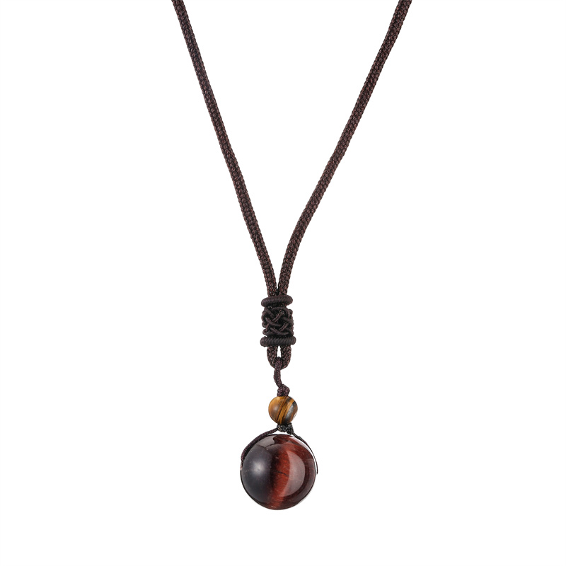 Retro Round Natural Stone Crystal Agate Plating Unisex Pendant Necklace display picture 4