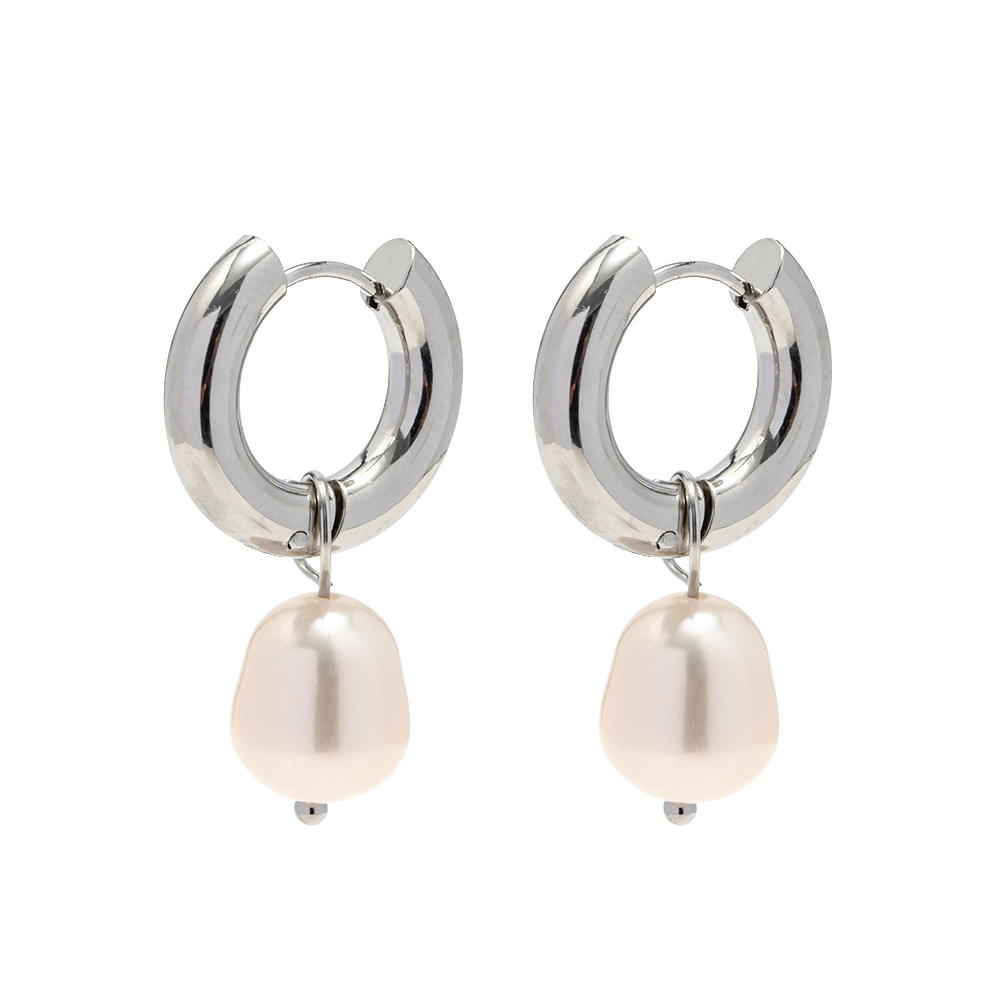 1 Paire Style Ins Rond Acier Inoxydable Placage Incruster Perle Or Blanc Plaqué Des Boucles D'oreilles display picture 6