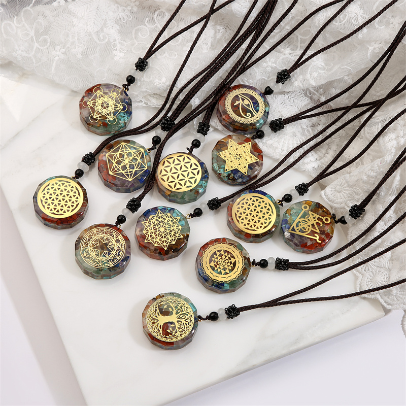 Wholesale Jewelry Casual Ethnic Style Tree Stainless Steel Resin Pendant Necklace Long Necklace display picture 2