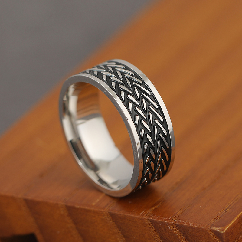 Punk Round Stainless Steel Men's Wide Band Ring display picture 1