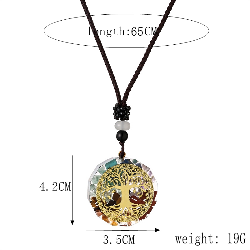 Wholesale Jewelry Casual Ethnic Style Tree Stainless Steel Resin Pendant Necklace Long Necklace display picture 1