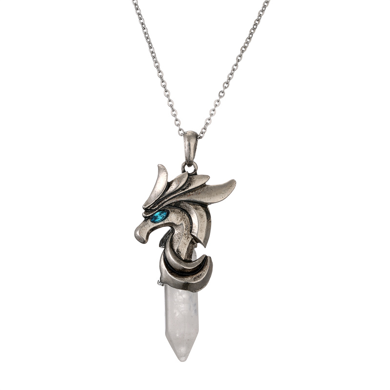 Vintage Style Hippocampus Stainless Steel Inlay Natural Stone Pendant Necklace display picture 4
