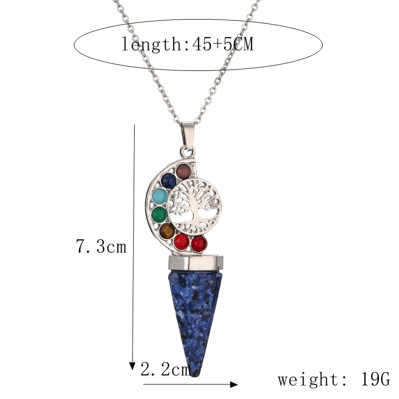 Casual Vacation Tree Stainless Steel Plating Hollow Out Inlay Natural Stone Crystal Pendant Necklace Long Necklace display picture 1