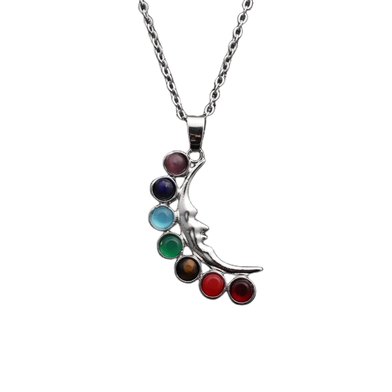 Casual Cool Style Hexagon Cross Moon Stainless Steel Plating Inlay Gem Pendant Necklace Long Necklace display picture 9