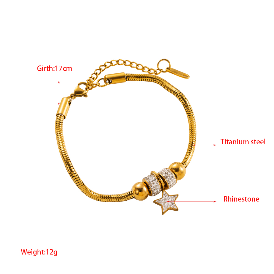 Brillant Star Forme De Cœur Papillon Acier Inoxydable 316 Strass Plaqué Or 14K Strass Bracelets En Masse display picture 1