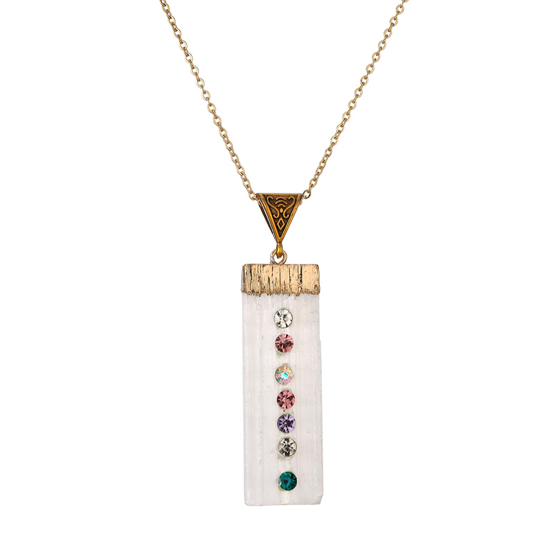 Wholesale Jewelry Ins Style Casual Multicolor Rectangle Stainless Steel Natural Stone Resin Pendant Necklace Long Necklace display picture 10