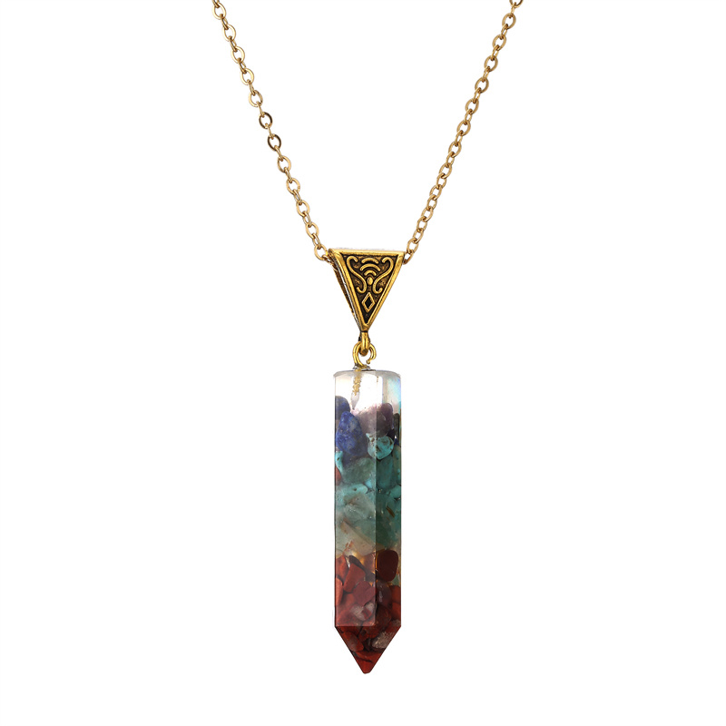 Wholesale Jewelry Ins Style Casual Multicolor Rectangle Stainless Steel Natural Stone Resin Pendant Necklace Long Necklace display picture 7