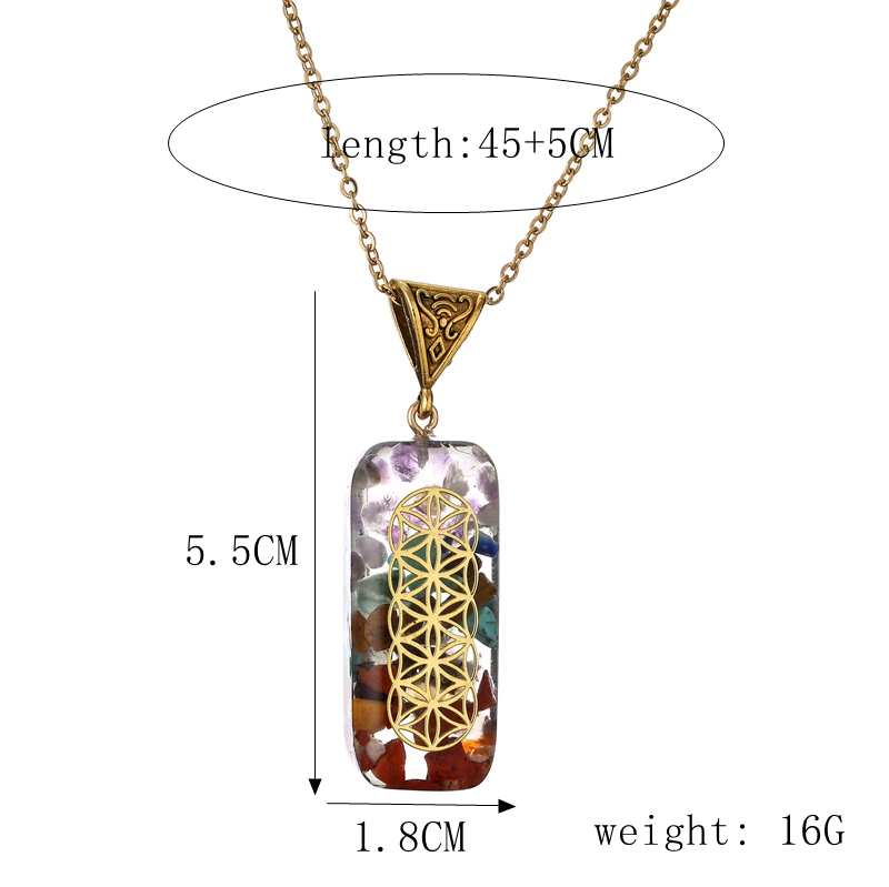 Wholesale Jewelry Ins Style Casual Multicolor Rectangle Stainless Steel Natural Stone Resin Pendant Necklace Long Necklace display picture 3