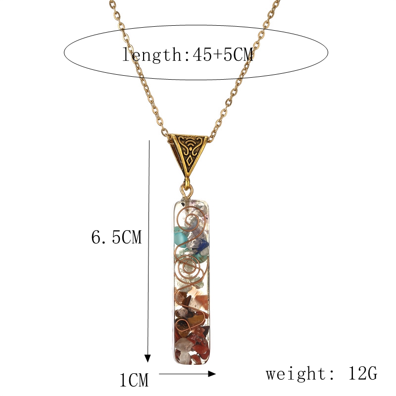Wholesale Jewelry Ins Style Casual Multicolor Rectangle Stainless Steel Natural Stone Resin Pendant Necklace Long Necklace display picture 2