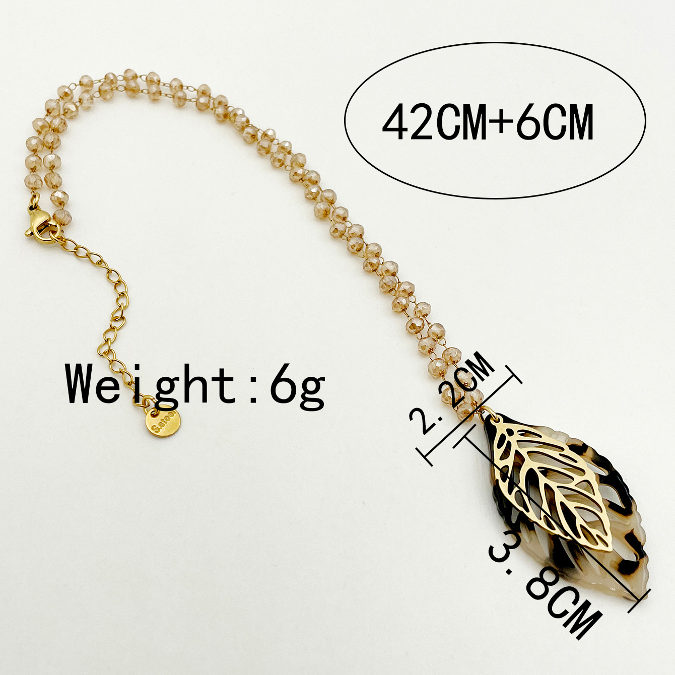 Casual Artistic Leaves Stainless Steel Arylic Artificial Crystal Polishing Plating Hollow Out Gold Plated Pendant Necklace display picture 3