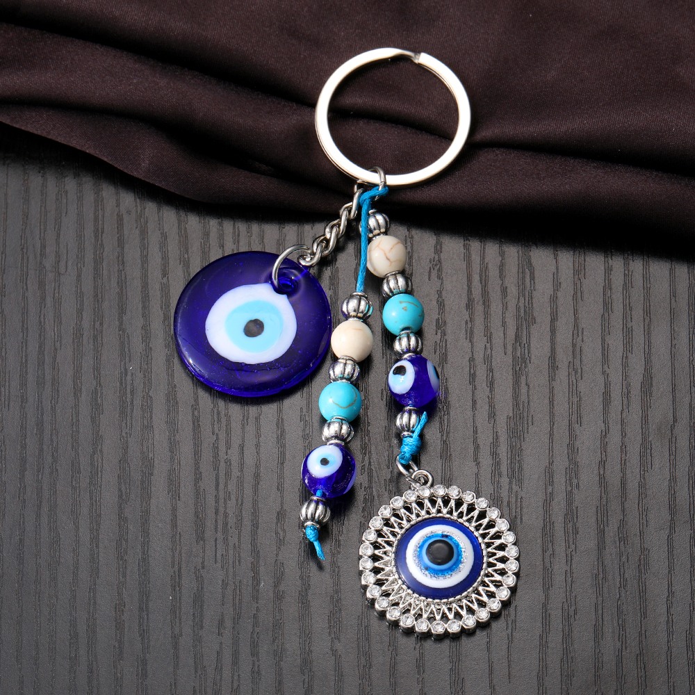 Vintage Style Simple Style Devil's Eye Alloy Resin Beaded Inlay Rhinestones Bag Pendant Keychain display picture 7