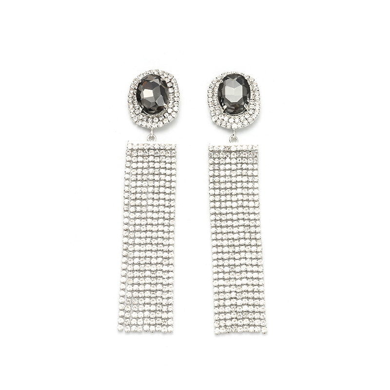 Glam Tassel Alloy Inlay Rhinestones Women's Dangling Earrings display picture 4