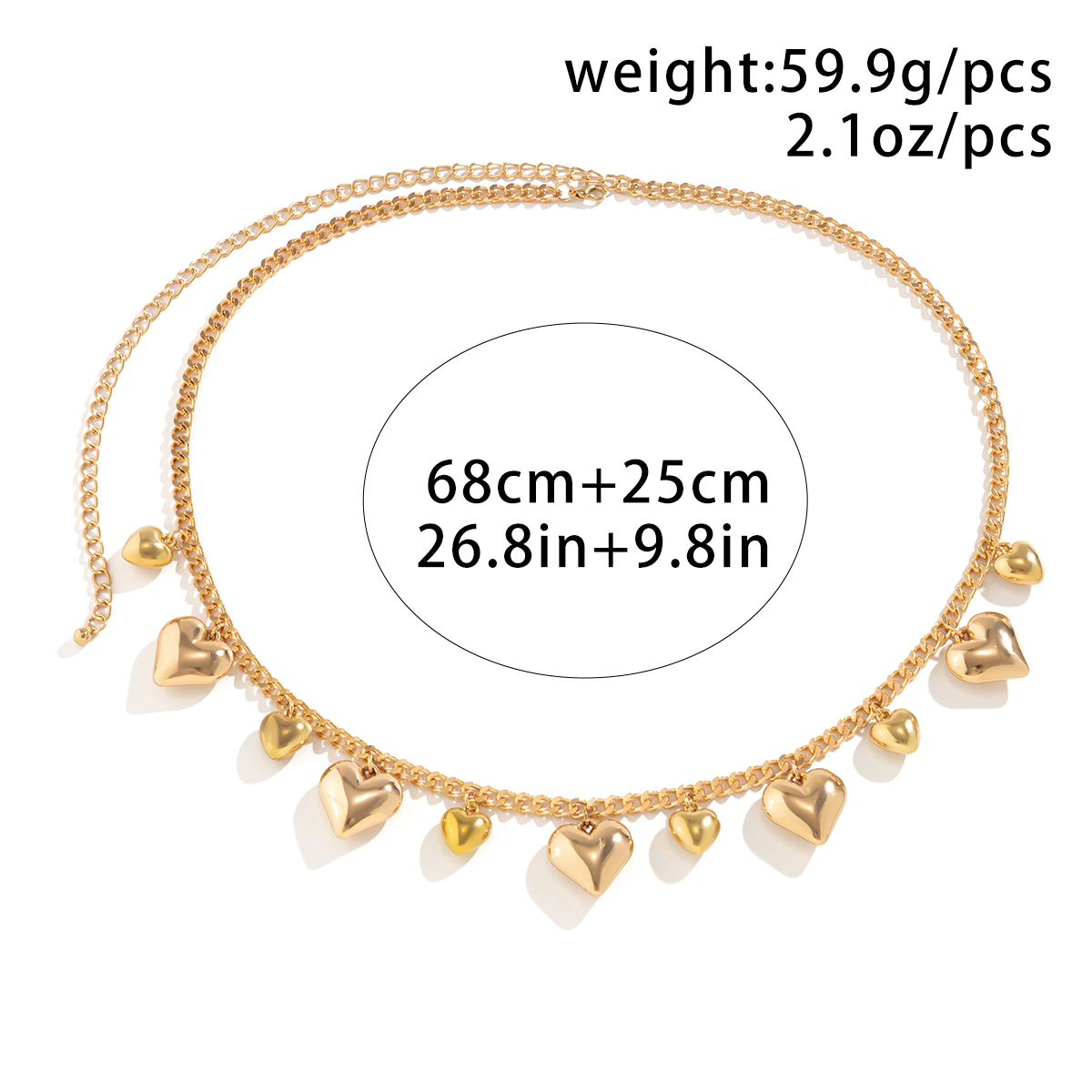Punk Modern Style Heart Shape CCB Iron Wholesale Waist Chain display picture 1