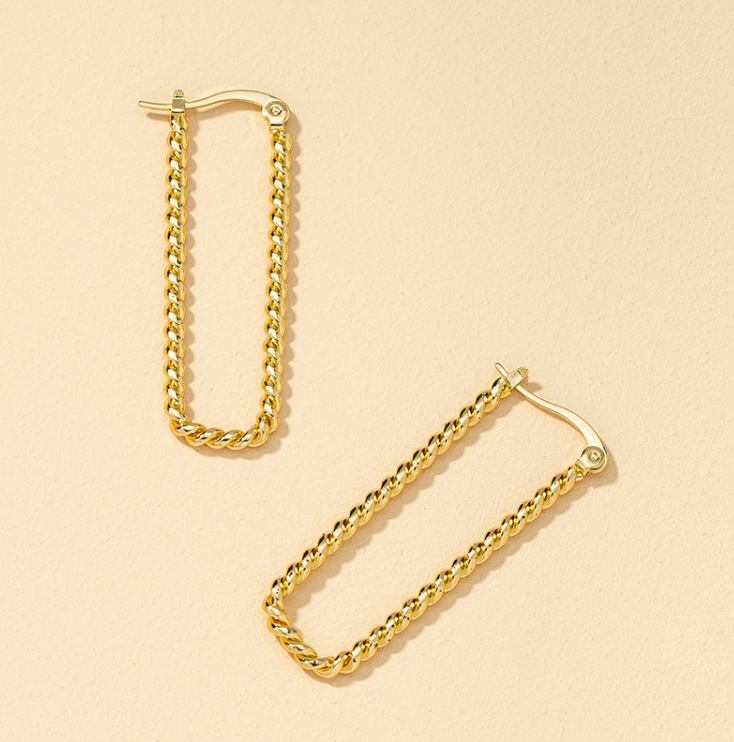 1 Pair Streetwear Rectangle Titanium Steel Plating 18k Gold Plated Hoop Earrings display picture 2