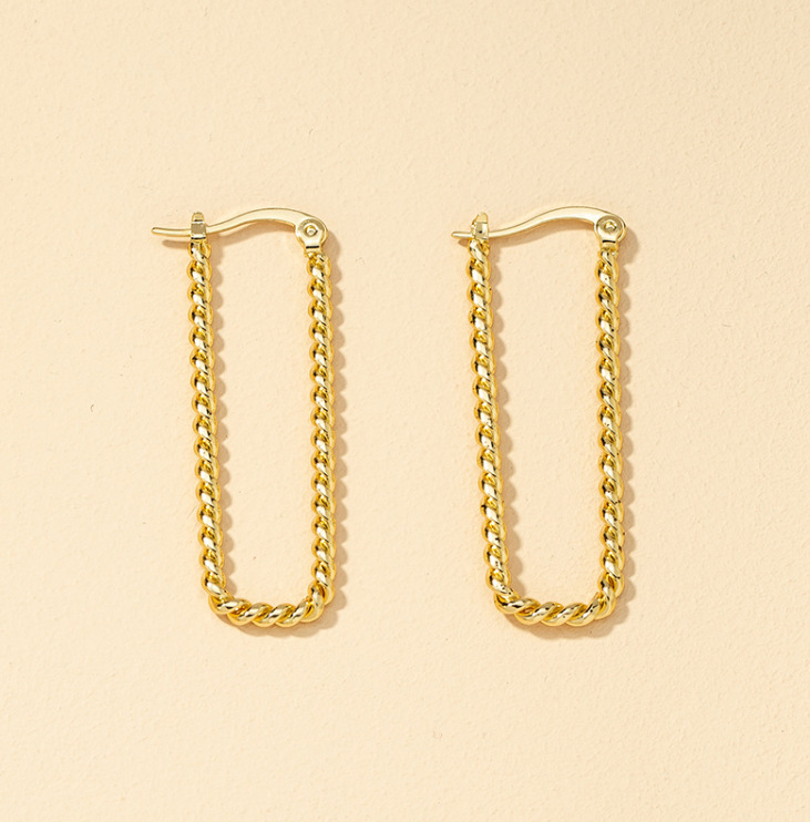 1 Pair Streetwear Rectangle Titanium Steel Plating 18k Gold Plated Hoop Earrings display picture 3