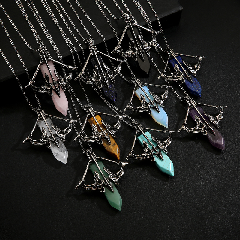 Streetwear Colorful Stainless Steel Natural Stone Plating Pendant Necklace display picture 2
