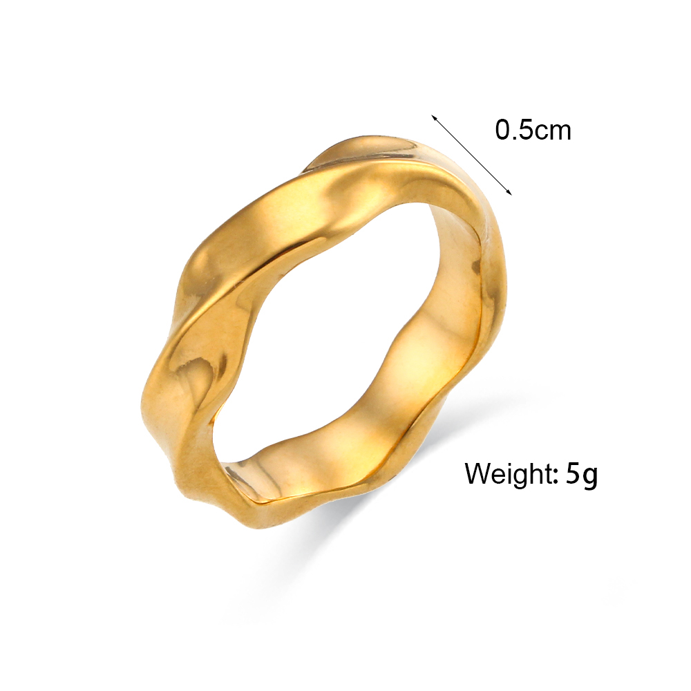 Style Simple Couleur Unie Acier Inoxydable Placage Plaqué Or 18k Anneaux display picture 2