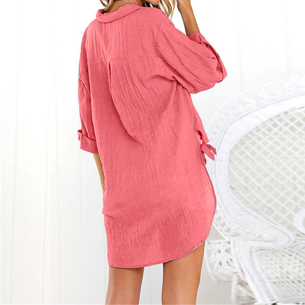 Women's Cardigan Blouse 3/4 Length Sleeve Blouses Button Casual Vacation Tropical Solid Color display picture 2