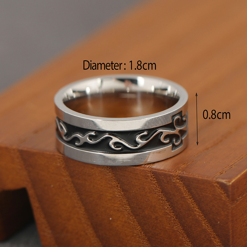 Retro Punk Round Stainless Steel Men's Wide Band Ring display picture 3