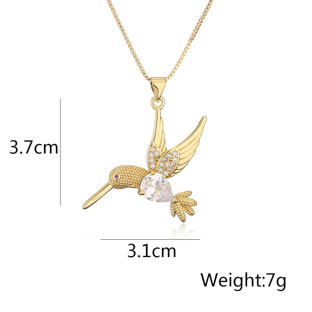 Modern Style Bird Copper Plating Inlay Zircon 18k Gold Plated Pendant Necklace display picture 1