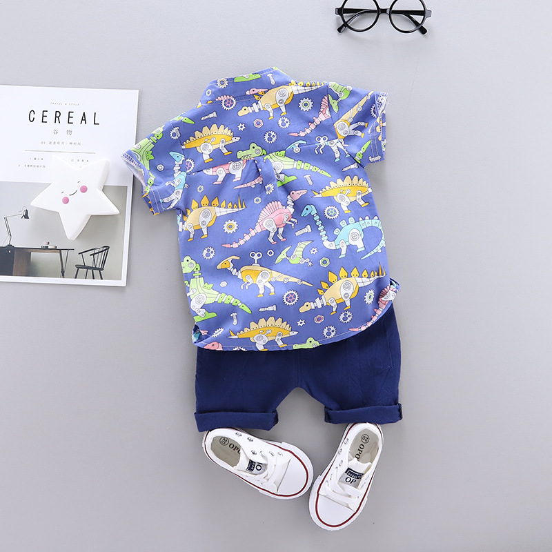 Cute Dinosaur Printing Cotton Polyester Boys Clothing Sets display picture 4
