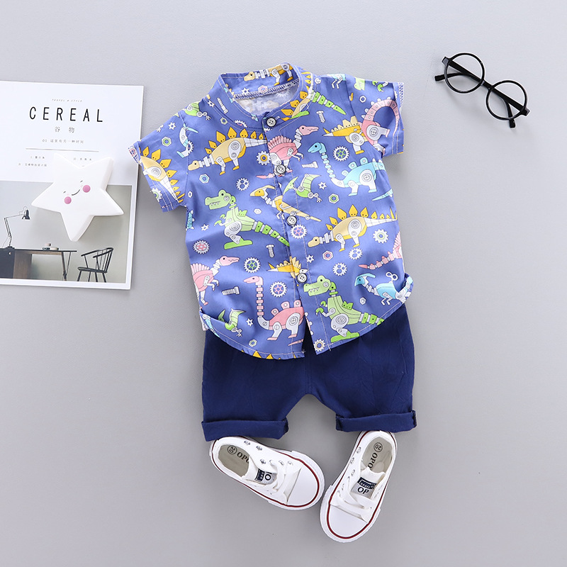Cute Dinosaur Printing Cotton Polyester Boys Clothing Sets display picture 5