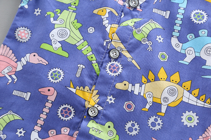 Cute Dinosaur Printing Cotton Polyester Boys Clothing Sets display picture 7