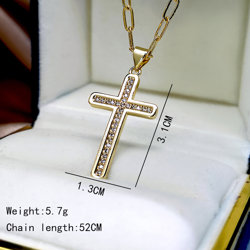 Wholesale Jewelry Punk Cross Metal Zircon Plating Inlay Pendant Necklace display picture 2