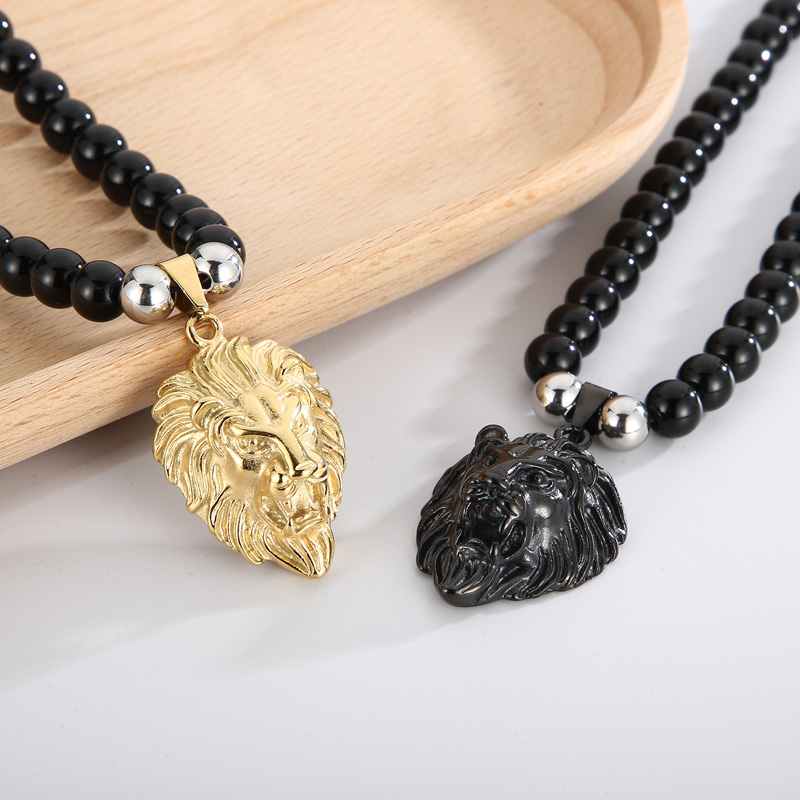 Punk Animal Lion Agate Titanium Steel Beaded Plating 18K Gold Plated Men'S display picture 5