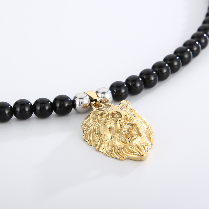Punk Animal Lion Agate Titanium Steel Beaded Plating 18K Gold Plated Men'S display picture 8