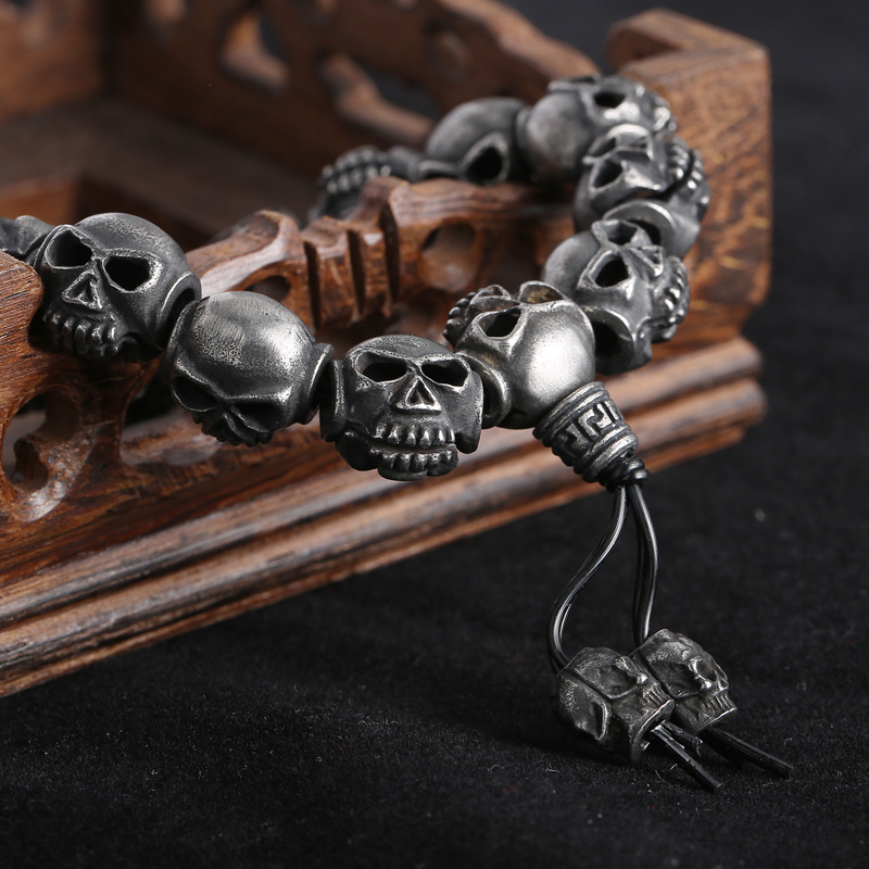 Gothic Punk Skull Stainless Steel Beaded Beaded Men's Bracelets display picture 4
