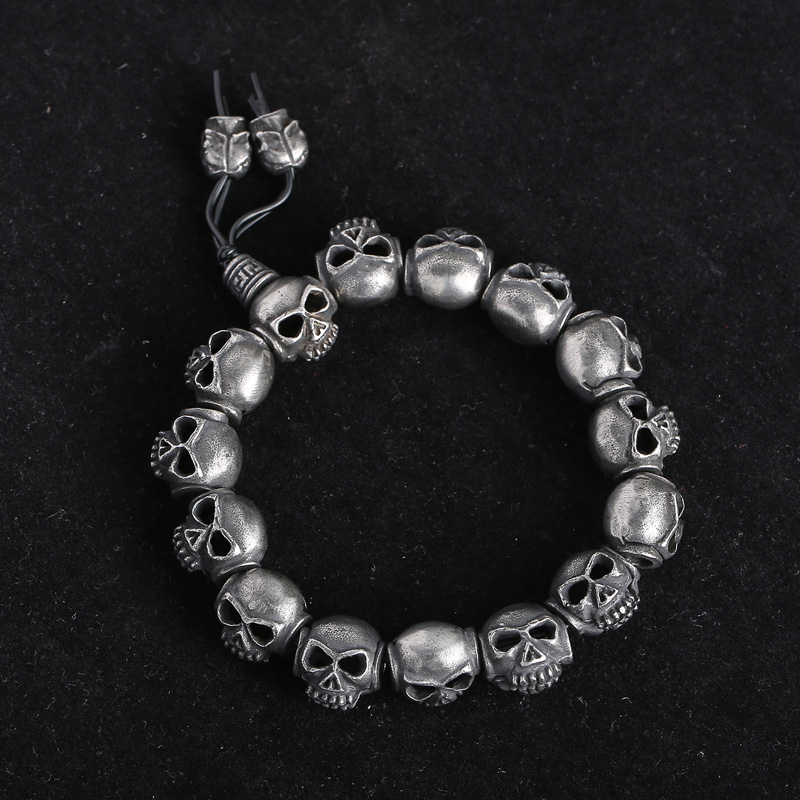 Gothic Punk Skull Stainless Steel Beaded Beaded Men's Bracelets display picture 3