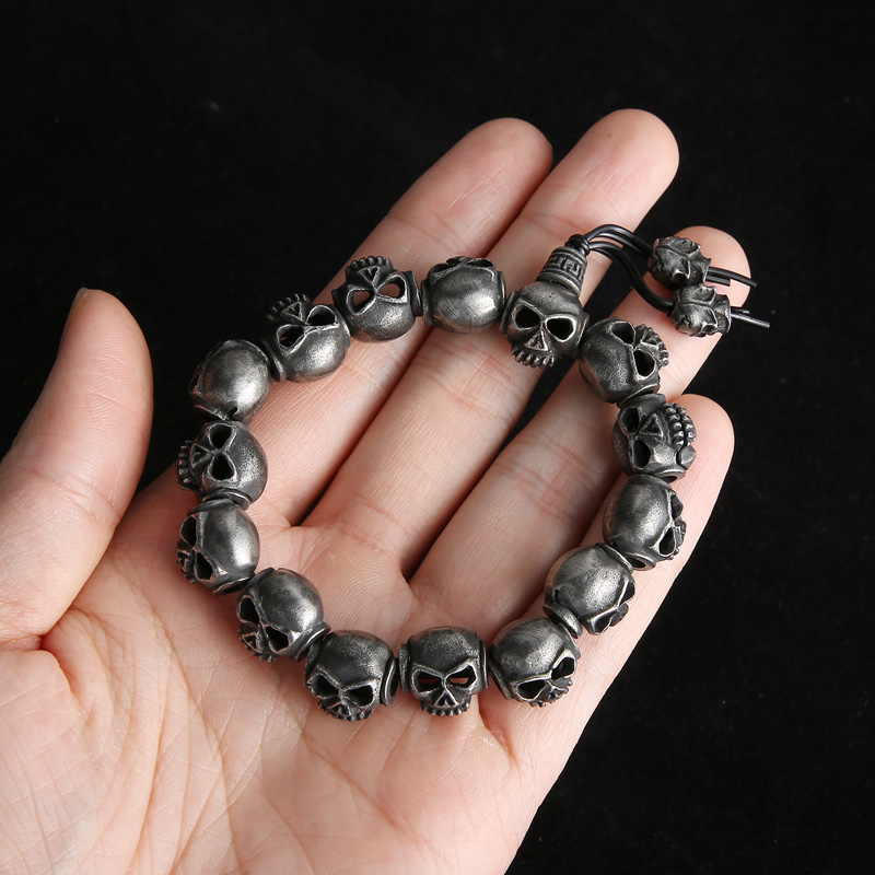 Gothic Punk Skull Stainless Steel Beaded Beaded Men's Bracelets display picture 6
