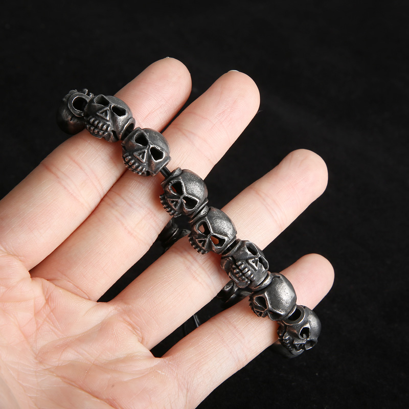 Gothic Punk Skull Stainless Steel Beaded Beaded Men's Bracelets display picture 10