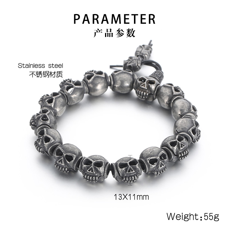 Gothic Punk Skull Stainless Steel Beaded Beaded Men's Bracelets display picture 9